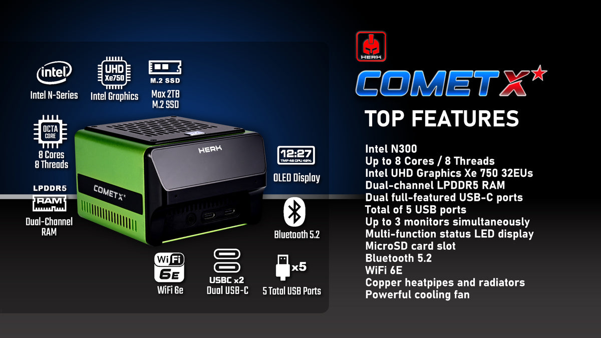 Herk Comet X - N305 mini PC -  16GB DDR5 + 1TB PCIe4.0