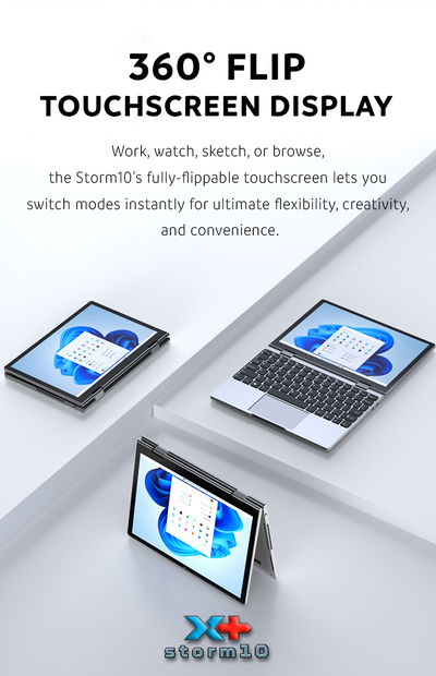 10-inch 1235u 2-in-1 Laptop - 10.5" mini Netbook Tablet 16GB DDR5 1TB - Storm10x
