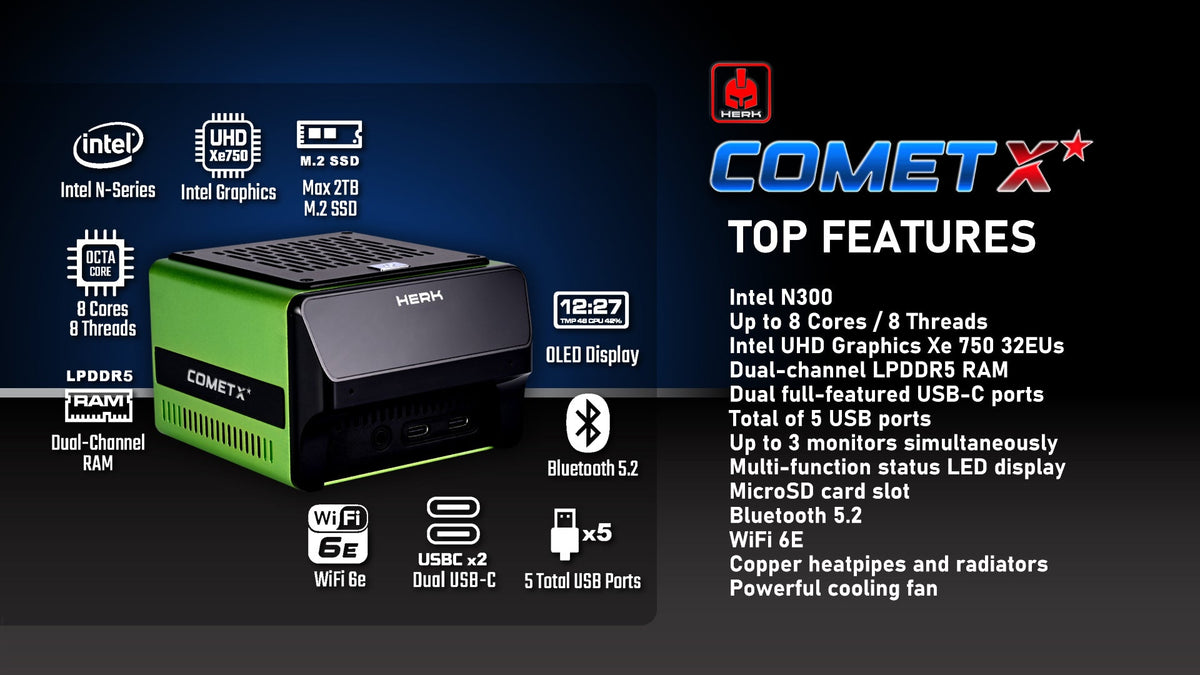 Herk Comet X - N200 mini PC - 16GB DDR5 + 512GB PCIe4.0 - Herk Computing