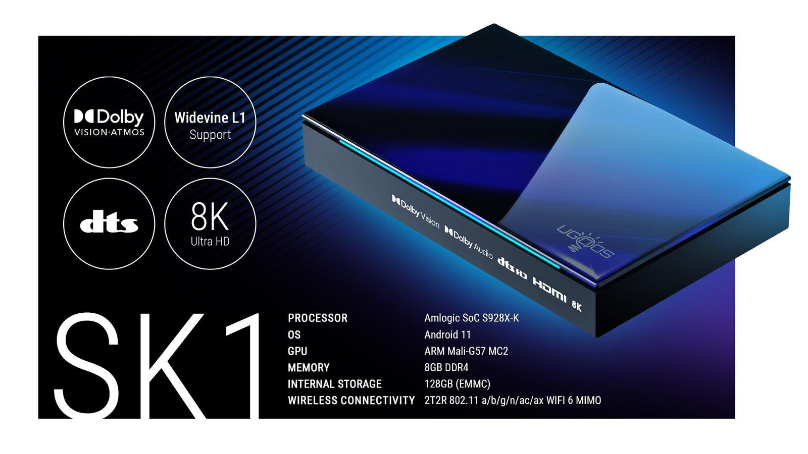 Ugoos SK1 Dolby Vision Atmos DTS HD HDMI 8K Widevine TV Box - Ships NOW - Herk Computing