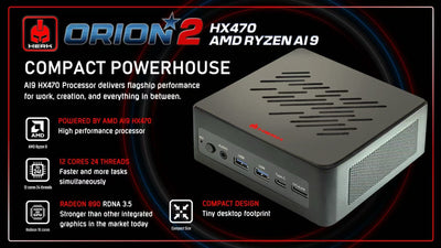 AMD Ryzen AI 9 HX470 Mini PC - HX470-ORION Barebones